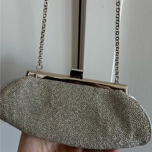 Aqua brand Elegant Silver beaded Clutch